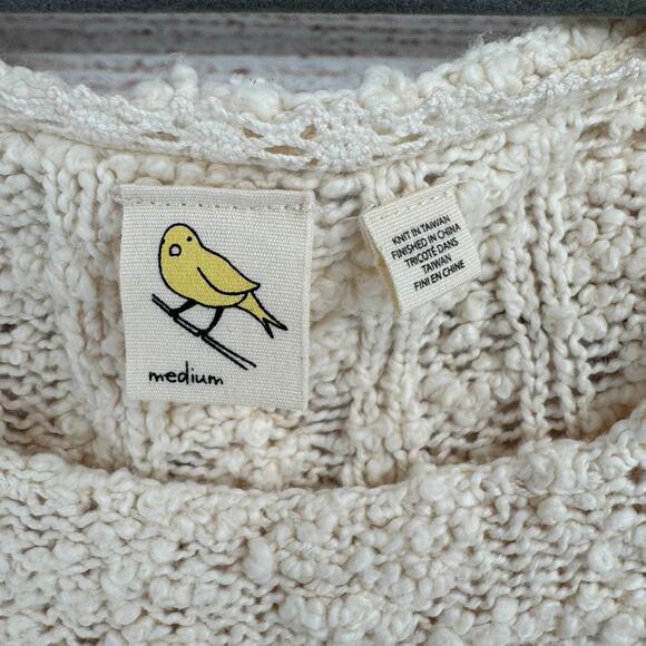 Anthropologie Yellow Bird Chunky Knit Sweater Womens Medium Cream Boat Neck - Picture 5 of 10